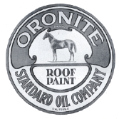 Standard Oil Company’s Oronite Roof Paint product label to depict the 1910s timeline entry. Oronite brand first used for a line of specialty oil products by Standard Oil Company of California (1917).