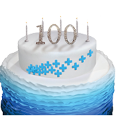 Birthday cake with the number 100 candle on top to depict the 2010s timeline entry. Completed major expansion projects in Singapore, Gonfreville and Oak Point additive plants; announced plans for new plant in Ningbo, China (2012-2017). 100th anniversary of Oronite brand (2017).