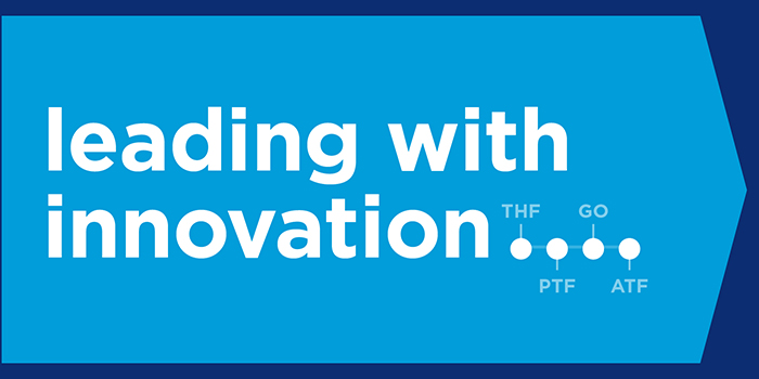Driveline's leading with innovation timeline title slide.